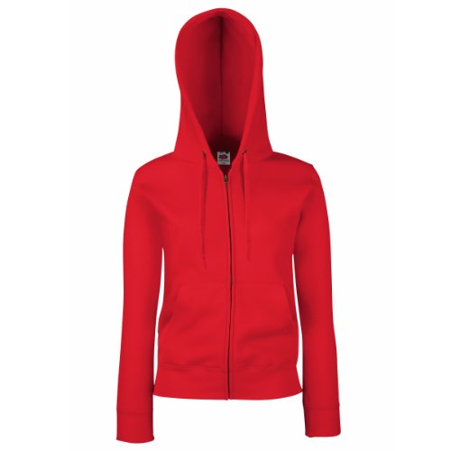 Fruit of the Loom Lady-Fit Damen Kapuzenjacke/Sweatshirt-Jacke mit Kapuze XXL, Rot von Fruit of the Loom