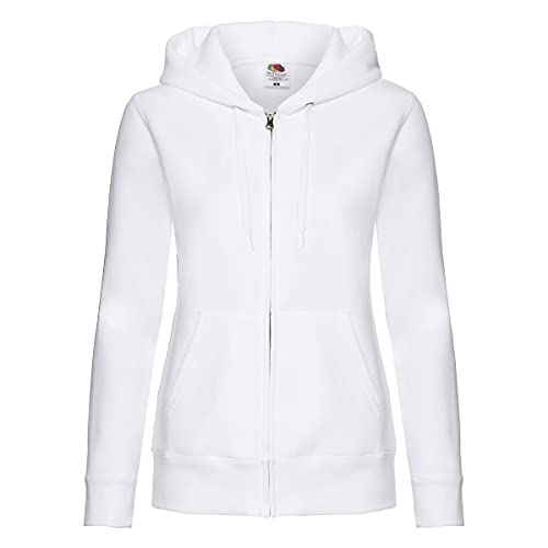 Fruit of the Loom Lady-Fit Damen Kapuzenjacke/Sweatshirt-Jacke mit Kapuze M,Weiß - weiß von Fruit of the Loom