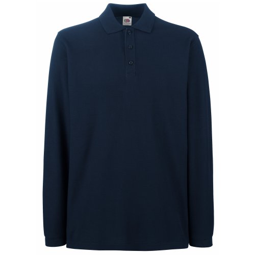 Fruit of the Loom Premium Langarm-Poloshirt für Herren, Dunkles Marineblau, L von Fruit of the Loom