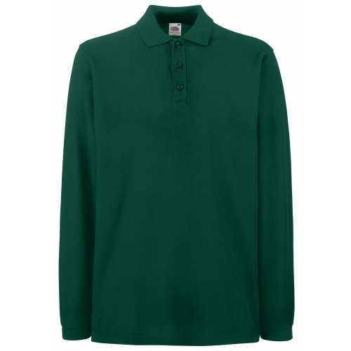 Fruit of the Loom Herren Premium Langarm-Poloshirt (XL) (Waldgrün), waldgrün, XL von Fruit of the Loom