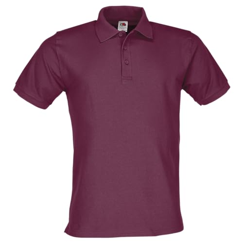 Fruit of the Loom Premium Polo + GRATIS MyShirt Stoffbeutel, Farbe:Burgund + GRATIS MyShirt Stoffbeutel, Größe:2XL von Fruit of the Loom