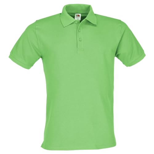 Fruit of the Loom Premium Polo + GRATIS MyShirt Stoffbeutel, Farbe:Lime + GRATIS MyShirt Stoffbeutel, Größe:M von Fruit of the Loom