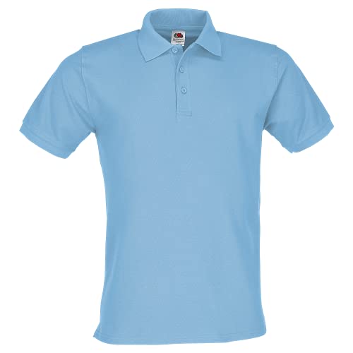 Fruit of the Loom Premium Polo + GRATIS MyShirt Stoffbeutel, Farbe:Pastellblau + GRATIS MyShirt Stoffbeutel, Größe:M von Fruit of the Loom