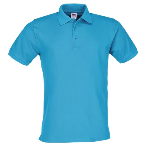 Fruit of the Loom Premium Polo + GRATIS MyShirt Stoffbeutel, Farbe:azurblau + GRATIS MyShirt Stoffbeutel, Größe:L von Fruit of the Loom