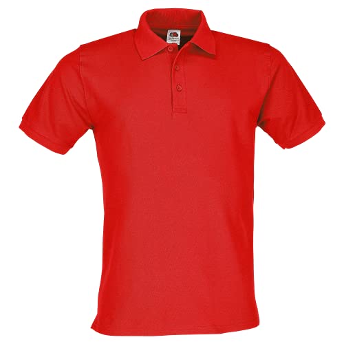 Fruit of the Loom Premium Polo + GRATIS MyShirt Stoffbeutel, Farbe:rot + GRATIS MyShirt Stoffbeutel, Größe:M von Fruit of the Loom