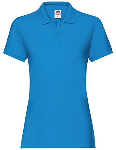 Fruit of the Loom Premium Polo Lady-Fit Damen Polo-Shirt, Farbe:azurblau, Größe:2XL von Fruit of the Loom