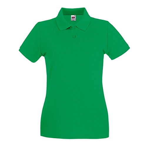 Fruit of the Loom, Premium-Poloshirt, Lady-Fit, für Damen, Kelly Grün, Large von Fruit of the Loom