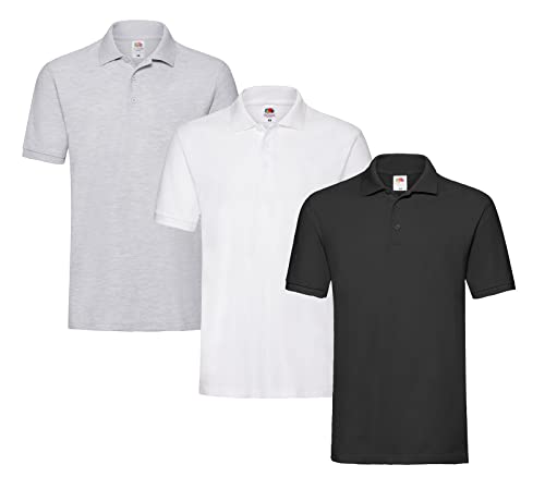 Fruit of the Loom Premium Polo S M L XL XXL 3XL auch Farbsets 1x Schwarz 1x Weiss 1x Grau M + 1 HL Kauf Notizblock von Fruit of the Loom