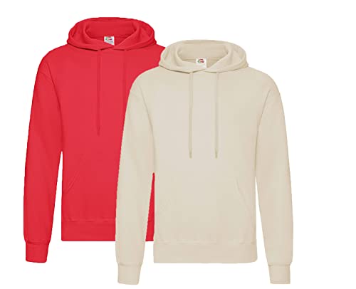 Fruit of the Loom Pullover Kapuzen Herren Sweatshirt Hoodie Hoody, 1x Rot + 1x Natur + 1x HL-Kauf Notizblock, XXL Fruit of the Loom Pullover Kapuzen Herren Sweatshirt Hoodie Hoody, 1x Rot + 1x Natur + 1x HL-Kauf Notizblock, XXL von Fruit of the Loom