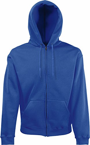 Fruit of the Loom PureDay Kapuzenjacke Herren - Durchgehender Reißverschluss, doppelte Kapuze mit Kordelzug, Rippstrickbündchen - Royalblau - XL von Fruit of the Loom