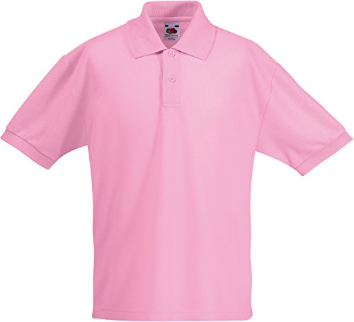 Fruit of the Loom PureDay Poloshirt Kinder - gerade geschnitten - sportlich - Rosa - 152 von Fruit of the Loom