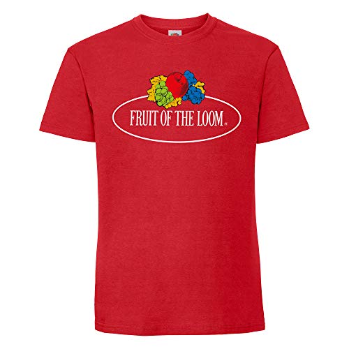 Fruit of the Loom Ringspun Premium T-Shirt mit kleinem Vintage-Logo auf der Brust, Farbe:rot - Vintage-Logo groß, Größe:2XL von Fruit of the Loom