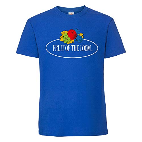 Fruit of the Loom Ringspun Premium T-Shirt mit kleinem Vintage-Logo auf der Brust, Farbe:royal - Vintage-Logo groß, Größe:2XL von Fruit of the Loom