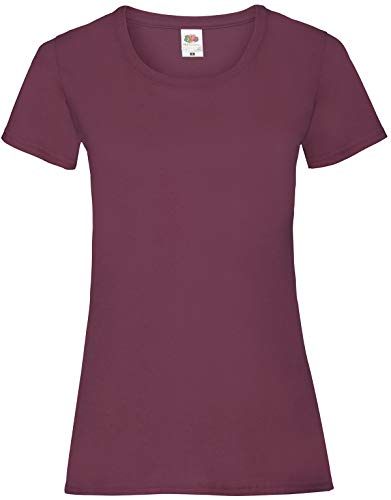 Fruit of the Loom Rundhals Damen T-Shirt, Farbe:Burgund, GröÃŸe:L von Fruit of the Loom