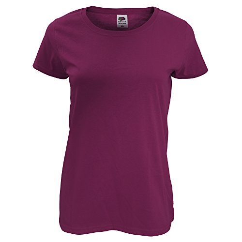 Fruit of the Loom Rundhals Damen T-Shirt, Farbe:Burgund, GröÃŸe:S von Fruit of the Loom