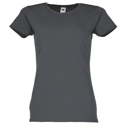 Fruit of the Loom Rundhals Damen T-Shirt, Farbe:Graphit, GröÃŸe:S von Fruit of the Loom