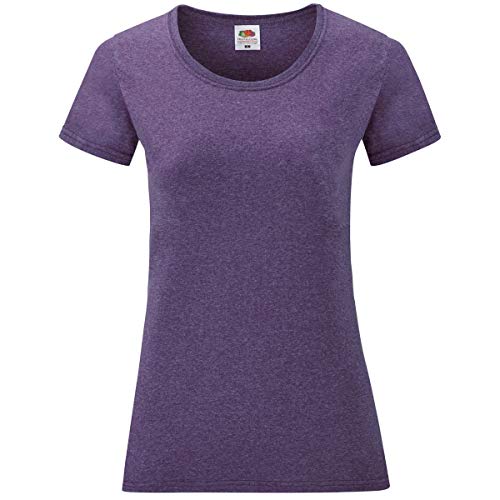 Fruit of the Loom Rundhals Damen T-Shirt, Farbe:violett meliert, GröÃŸe:2XL von Fruit of the Loom