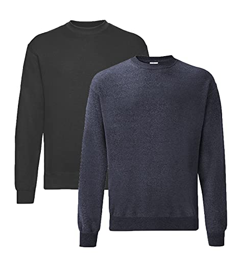 Fruit of the Loom - Set-In Sweatshirt - 1Schwarz/1Vin.Navy + 1 HLKauf-Notizblock - Größe: XXL von Fruit of the Loom