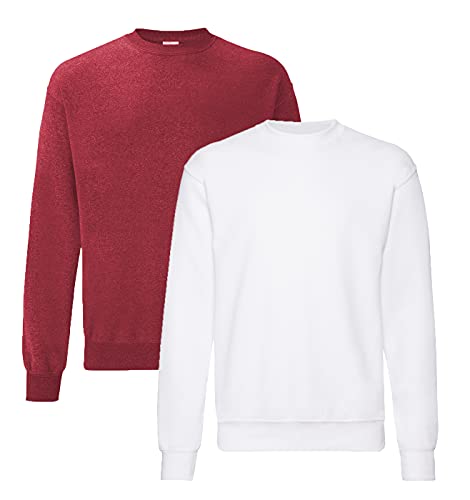 Fruit of the Loom - Set-In Sweatshirt - 1Weiss/1Vin.Red + 1 HLKauf-Notizblock - Größe: XXL Fruit of the Loom - Set-In Sweatshirt - 1Weiss/1Vin.Red + 1 HLKauf-Notizblock - Größe: XXL von Fruit of the Loom