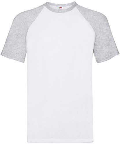 Fruit of the Loom Shortsleeve Baseball T-Shirt S M L XL XXL, Größe:3XL, Farbe:weiß/grau von Fruit of the Loom