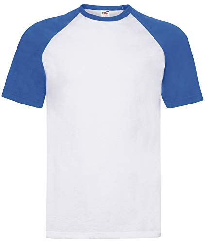 Fruit of the Loom Shortsleeve Baseball T-Shirt S M L XL XXL, Größe:3XL, Farbe:weiß/royal von Fruit of the Loom