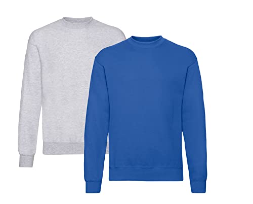 Fruit of the Loom - Sweatshirt 'Set-In' 1Grau/1Royal + 1 HLKauf-Notizblock - Größe: 3XL von Fruit of the Loom