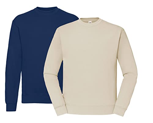 Fruit of the Loom - Sweatshirt 'Set-In' 1x Navy, 1x Natural & 1x HLKauf Block - Größe: XL von Fruit of the Loom