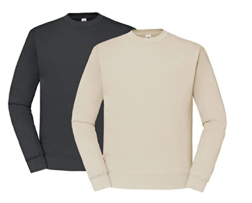 Fruit of the Loom Sweatshirt Set S M L XL XXL - 1x Graphit, 1x Natural & 1x HLKauf Block - Größe: M von Fruit of the Loom