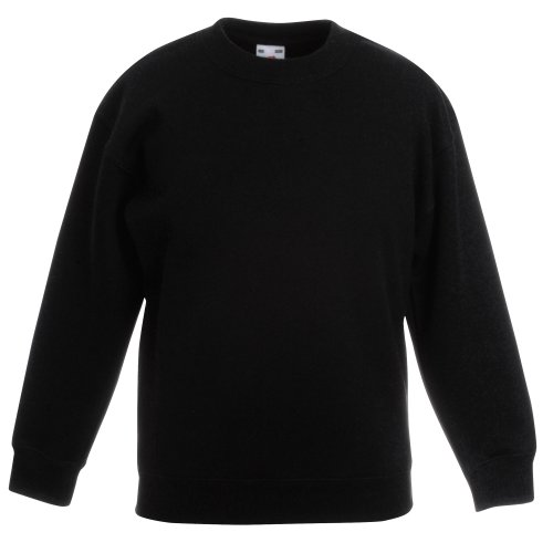 Fruit of the Loom Klassischer Unisex-Pullover für Kinder, Schwarz, 9-11 Years von Fruit of the Loom