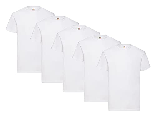 Fruit of the Loom T-Shirt aus Baumwolle, 5X Weiss + 1 HL Kauf Block, Größe 3XL von Fruit of the Loom