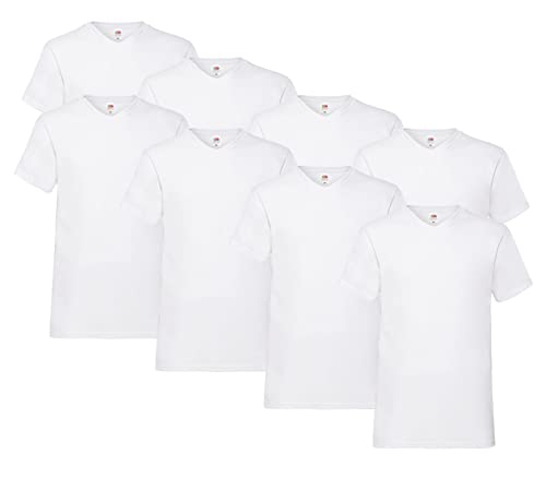 Fruit of the Loom T Shirts V-Neck M L XL XXL 3XL 4XL 5XL V-Ausschnitt Diverse Farben 100% Baumwolle (4XL, Weiss) von Fruit of the Loom