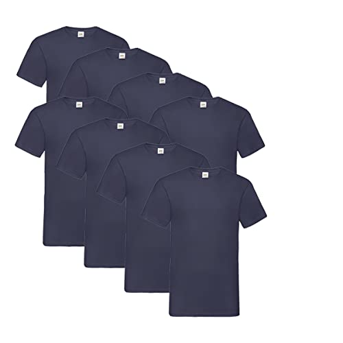 Fruit of the Loom T Shirts V-Neck M L XL XXL V-Ausschnitt 100% Baumwolle 8er Pack (XXL, Deep Navy + 1 HL Kauf Notizblock) von Fruit of the Loom