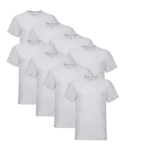 Fruit of the Loom T Shirts V-Neck M L XL XXL V-Ausschnitt 100% Baumwolle 8er Pack (XXL, Grau + 1 HL Kauf Notizblock) von Fruit of the Loom