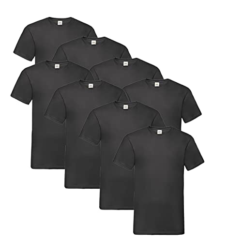Fruit of the Loom T Shirts V-Neck M L XL XXL V-Ausschnitt 100% Baumwolle 8er Pack (XXL, Schwarz + 1 HL Kauf Notizblock) von Fruit of the Loom