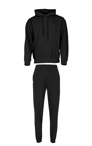 Fruit of the Loom Trainingsanzug Sportanzug Tracksuit Jogginghose + Hoodie oder Jacke, Black Pants + Black Hoodie, S von Fruit of the Loom