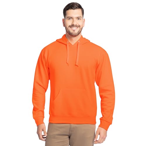 Fruit of the Loom Uni Eversoft Fleece-Pullover mit Kapuze, Feuchtigkeitsableitend und Atmungsaktiv Kapuzenpullover, Sicherheitspullover, Orange, Large von Fruit of the Loom
