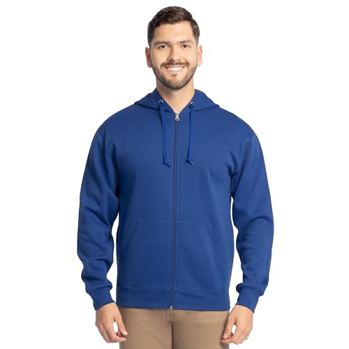 Fruit of the Loom Uni Eversoft Fleece Hoodies, Pullover, Moisture Wicking & Breathable, Sizes S-4x Kapuzenpullover, Mellow Blue Full Zip, Medium von Fruit of the Loom