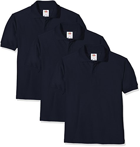 Fruit of the Loom Unisex Baby Short Sleeve Polohemd, Dunkles Marineblau, 7-8 Jahre (3er Pack) von Fruit of the Loom