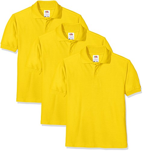 Fruit of the Loom Unisex Baby Short Sleeve Polohemd, Sonnenblume, 7-8 Jahre (3er Pack) von Fruit of the Loom