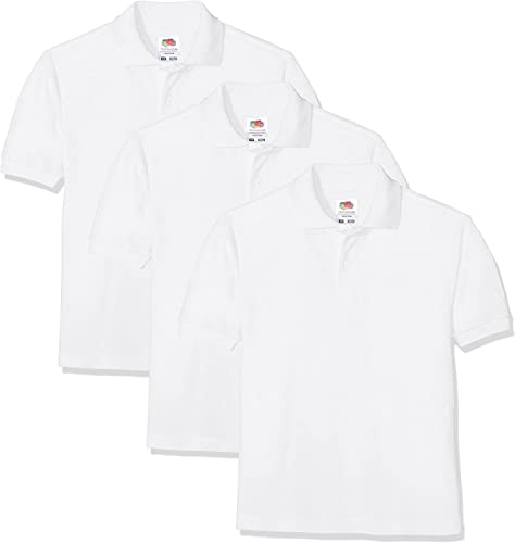 FRUIT OF THE LOOM Unisex Baby Short Sleeve Polohemd, weiß, 12-13 Jahre (3er Pack) von Fruit of the Loom