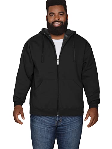 Fruit of the Loom Uni Eversoft Fleece-Hoodies, Pullover, Feuchtigkeitsableitend und Atmungsaktiv, Größen S-4x Kapuzenpullover, Schwarzer Durchgehender Reißverschluss, X-Large von Fruit of the Loom