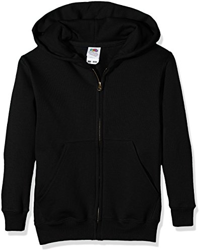 Fruit of the Loom Unisex Kids Zip Front Classic Hooded Sweat, Black, 10-11 Years (Manufacturer Size.32) von Fruit of the Loom