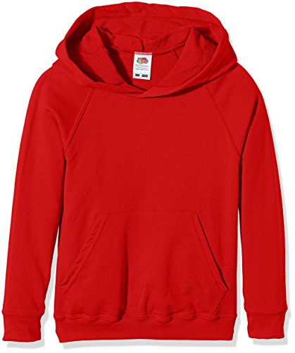 Fruit of the Loom Unisex - Kinder Kapuzenpullover Raglan Lightweight, Rot (Red), 12-13 Jahre (Herstellergröße: 34) von Fruit of the Loom