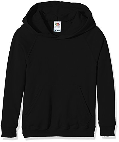 Fruit of the Loom Unisex - Kinder Kapuzenpullover Raglan Lightweight, Schwarz (Black), 14-15 Jahre (Herstellergröße: 36) von Fruit of the Loom