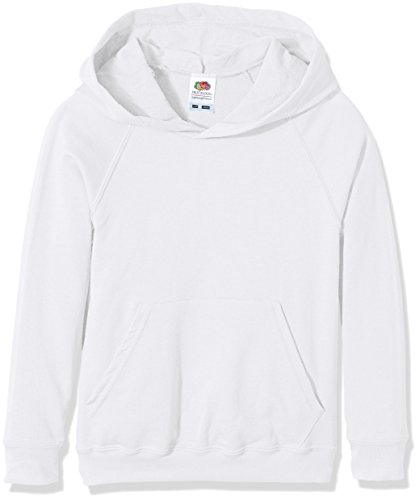 Fruit of the Loom Unisex - Kinder Kapuzenpullover Raglan Lightweight, Weiß (White), 14-15 Jahre (Herstellergröße: 36) von Fruit of the Loom