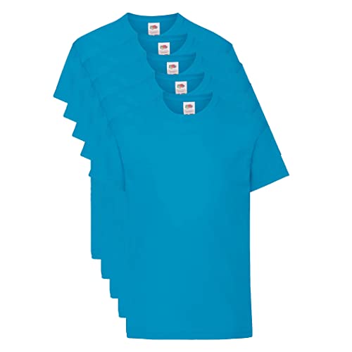 Fruit of the Loom Unisex Kinder Kid's Original T T-Shirt, azurblau, 12-13 Years (5er Pack) von Fruit of the Loom