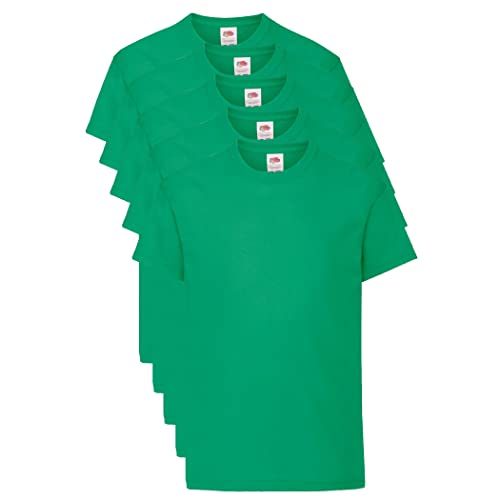 Fruit of the Loom Unisex Kinder Original T T-Shirt, Kelly Green, 12-13 Jahre (5er Pack) von Fruit of the Loom