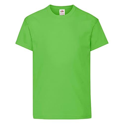 Fruit of the Loom Unisex Kinder Original T T-Shirt, Lime, 5-6 Jahre von Fruit of the Loom