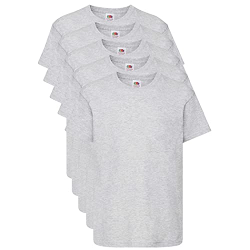 Fruit of the Loom Unisex Kinder Original T T-Shirt, grau meliert, 12-13 Jahre (5er Pack) von Fruit of the Loom