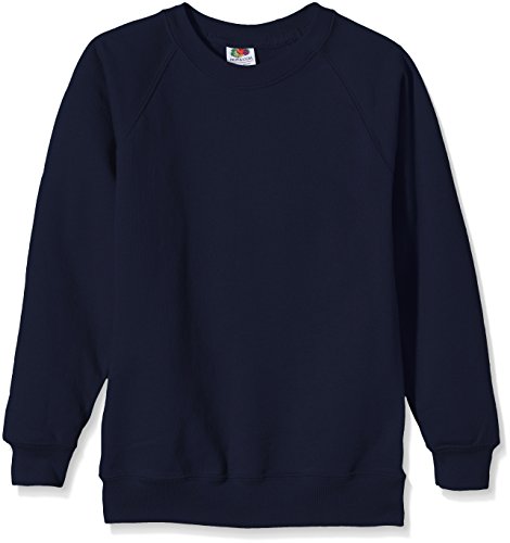 Fruit of the Loom Unisex Kinder Raglan Premium Sweatshirt, Navy, 12-13 Jahre von Fruit of the Loom